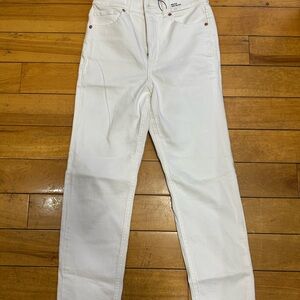 Express Stretch White High Rise Mom Jeans